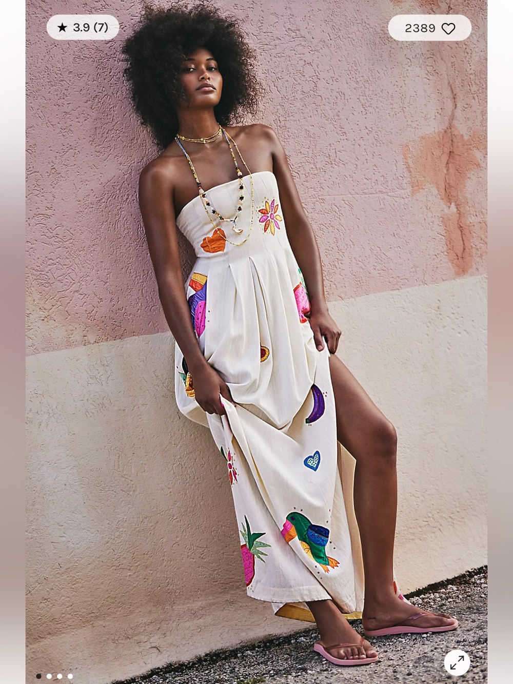 Rare Free People San Tropez Strapless Cute Beach Appliqué Maxi Dress XS